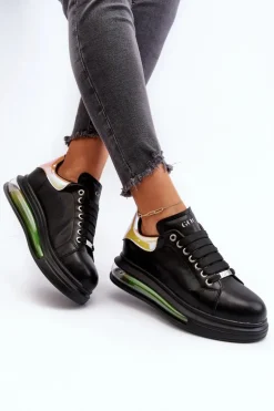 Sneakersy Damskie Skórzane GOE NN2N4030 Czarne