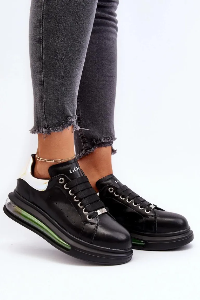 Sneakersy Damskie Skórzane GOE NN2N4030 Czarne
