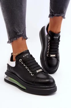Sneakersy Damskie Skórzane GOE NN2N4030 Czarne