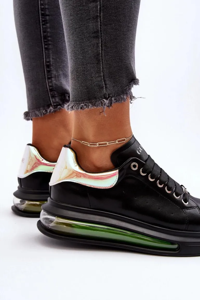 Sneakersy Damskie Skórzane GOE NN2N4030 Czarne