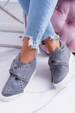 Sneakersy damskie Szare Koturny LU BOO Margo