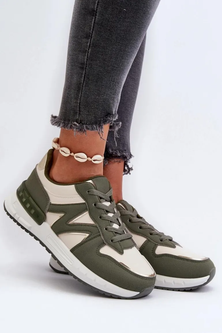 Sneakersy Damskie Z Eko Skóry Zielone Kaimans