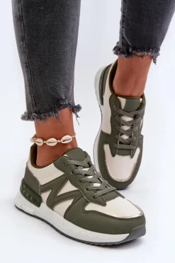 Sneakersy Damskie Z Eko Skóry Zielone Kaimans