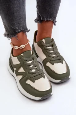 Sneakersy Damskie Z Eko Skóry Zielone Kaimans