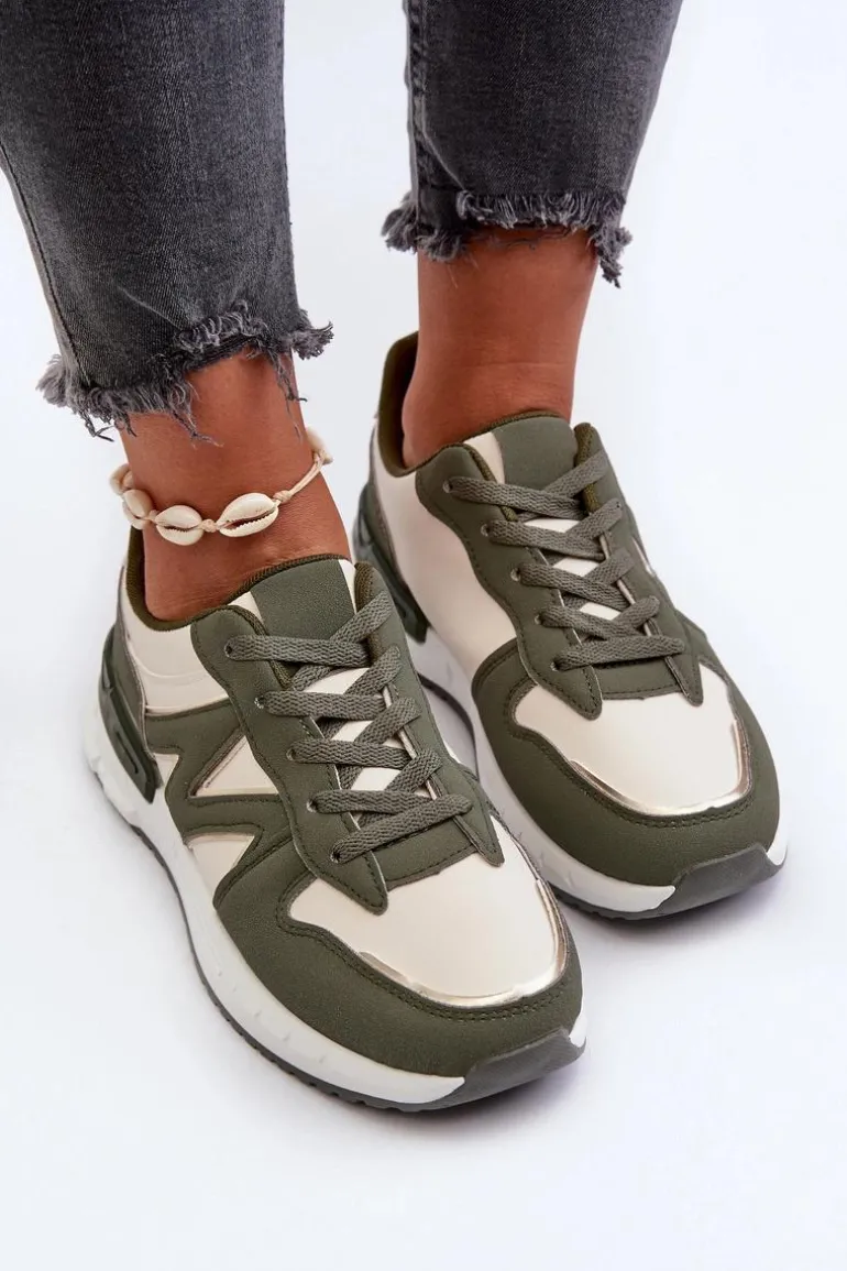 Sneakersy Damskie Z Eko Skóry Zielone Kaimans