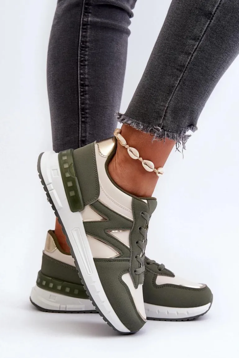 Sneakersy Damskie Z Eko Skóry Zielone Kaimans