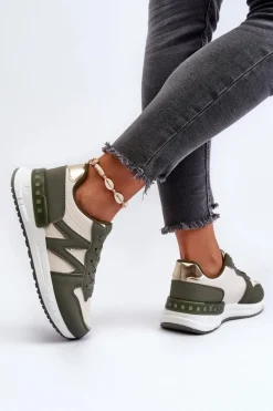 Sneakersy Damskie Z Eko Skóry Zielone Kaimans