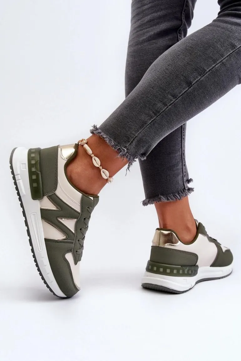 Sneakersy Damskie Z Eko Skóry Zielone Kaimans