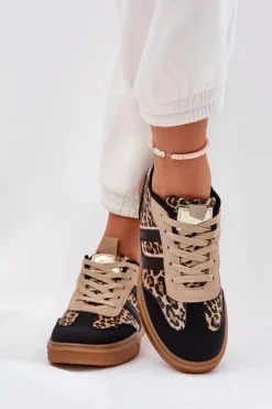 Sneakersy Damskie Z Eko Skóry Panterka Czarne Satylies