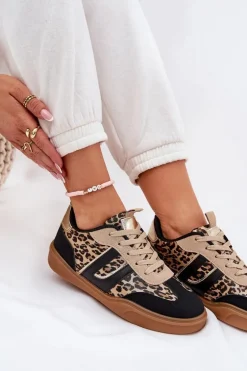 Sneakersy Damskie Z Eko Skóry Panterka Czarne Satylies