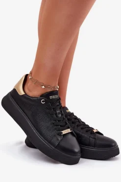 Sneakersy Damskie Z Eko Skóry Big Star RR274257 Czarne