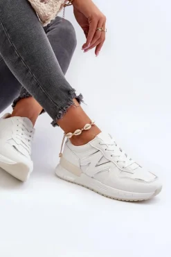 Sneakersy Damskie Z Eko Skóry Białe Kaimans