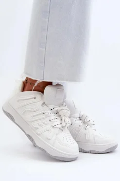 Sneakersy Damskie Z Eko Skóry Białe Berilla