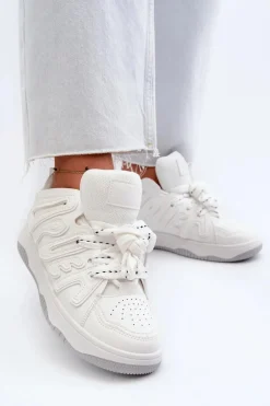 Sneakersy Damskie Z Eko Skóry Białe Berilla