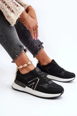 Sneakersy Damskie Z Eko Skóry Czarne Vinelli