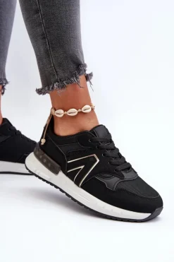 Sneakersy Damskie Z Eko Skóry Czarne Vinelli