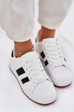 Sneakersy Damskie Z Eko Skóry Białe Arlenina