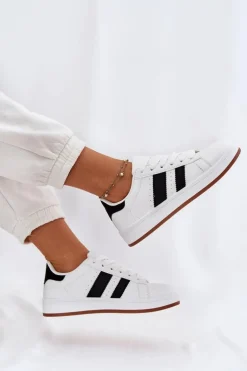 Sneakersy Damskie Z Eko Skóry Białe Arlenina