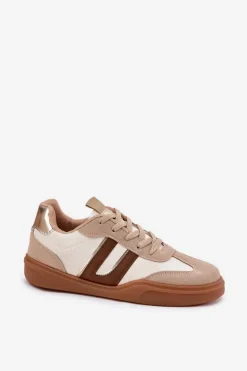 Sneakersy Damskie Z Eko Zamszu Beżowe Satylies