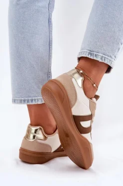 Sneakersy Damskie Z Eko Zamszu Beżowe Satylies