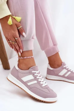 Sneakersy Damskie Z Eko Zamszu Fioletowe Marinils