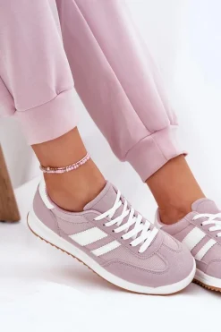 Sneakersy Damskie Z Eko Zamszu Fioletowe Marinils