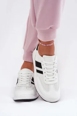 Sneakersy Damskie Z Eko Zamszu Białe Marinils