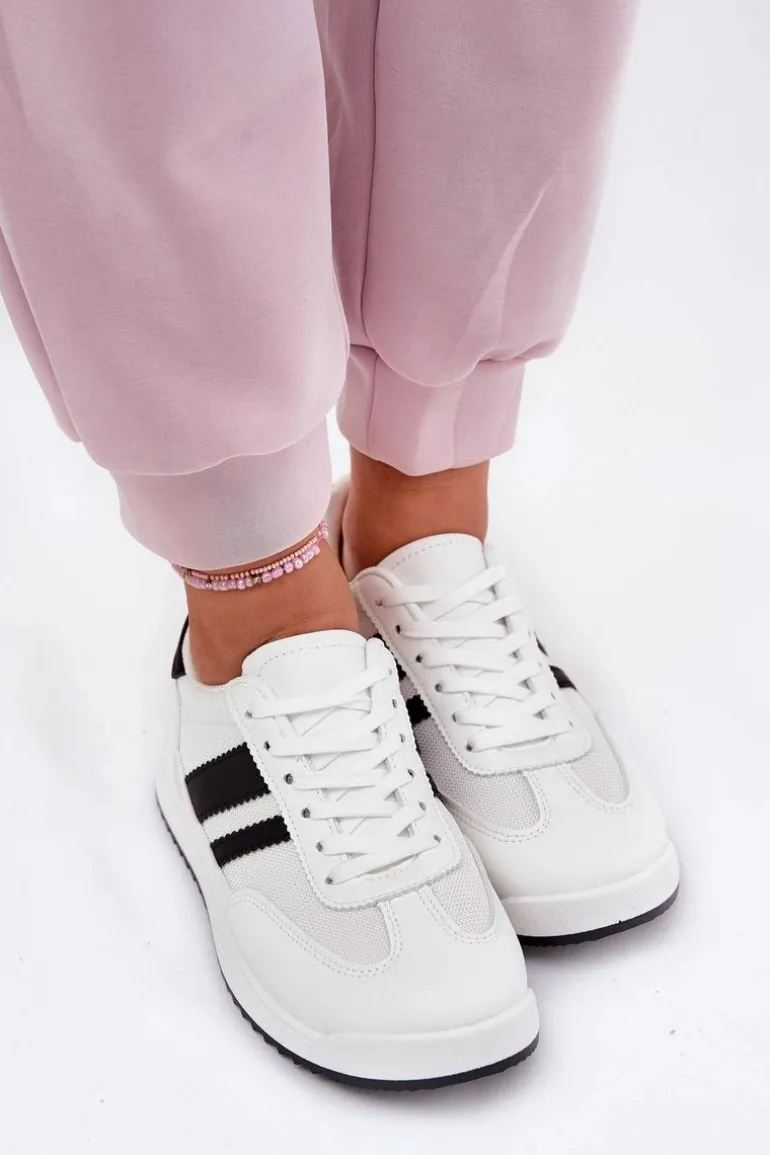 Sneakersy Damskie Z Eko Zamszu Białe Marinils