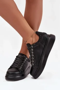 Sneakersy Damskie Z Naturalnej Skóry GOE OO2N4004 Czarne