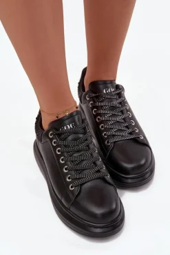 Sneakersy Damskie Z Naturalnej Skóry GOE OO2N4004 Czarne