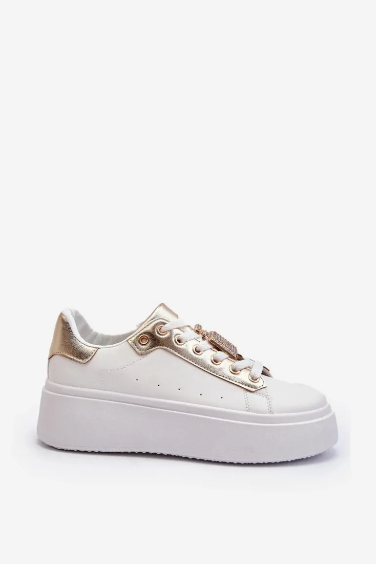 Sneakersy Damskie Z Ozdobą Białe Celedria