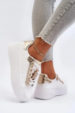 Sneakersy Damskie Z Ozdobą Białe Celedria