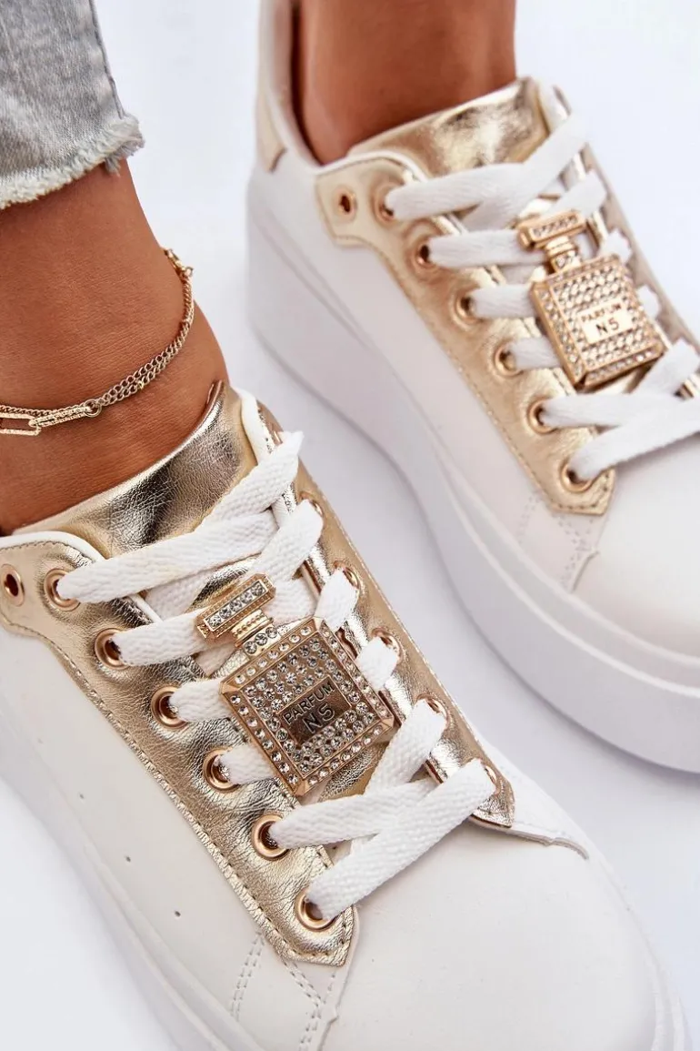 Sneakersy Damskie Z Ozdobą Białe Celedria