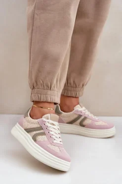 Sneakersy Damskie Z Plecionką Na Platformie Multikolor Lesida