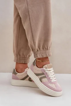 Sneakersy Damskie Z Plecionką Na Platformie Multikolor Lesida