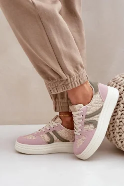 Sneakersy Damskie Z Plecionką Na Platformie Multikolor Lesida