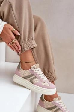 Sneakersy Damskie Z Plecionką Na Platformie Multikolor Lesida