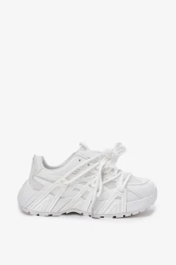 Sneakersy Damskie Z Podwójnym Sznurowaniem Białe Onivetta