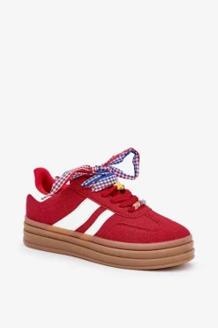 Sneakersy Damskie Z Przypinkami Czerwone Jariana