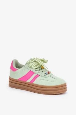 Sneakersy Damskie Z Przypinkami Miętowe Jariana