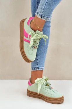 Sneakersy Damskie Z Przypinkami Miętowe Jariana