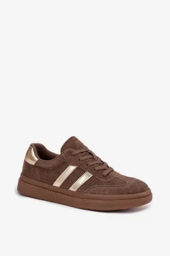 Sneakersy Damskie Zamszowe Na Platformie Brązowe Sylviona