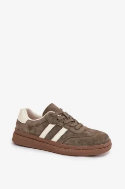 Sneakersy Damskie Zamszowe Na Platformie Ciemnozielone Sylviona