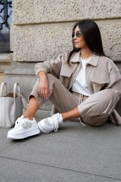 Sneakersy Damskie Ze Wzorem Białe Fenarra