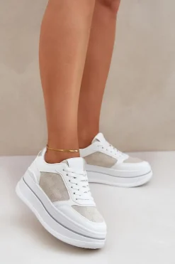 Sneakersy Damskie Ze Wzorem Białe Fenarra