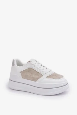 Sneakersy Damskie Ze Wzorem Białe Fenarra