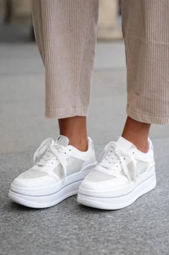 Sneakersy Damskie Ze Wzorem Białe Fenarra