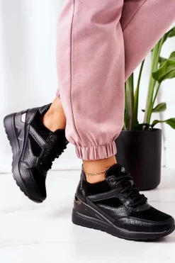 Sneakersy Na Koturnie Czarne Temida