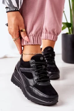 Sneakersy Na Koturnie Czarne Temida
