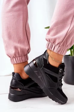 Sneakersy Na Koturnie Czarne Temida